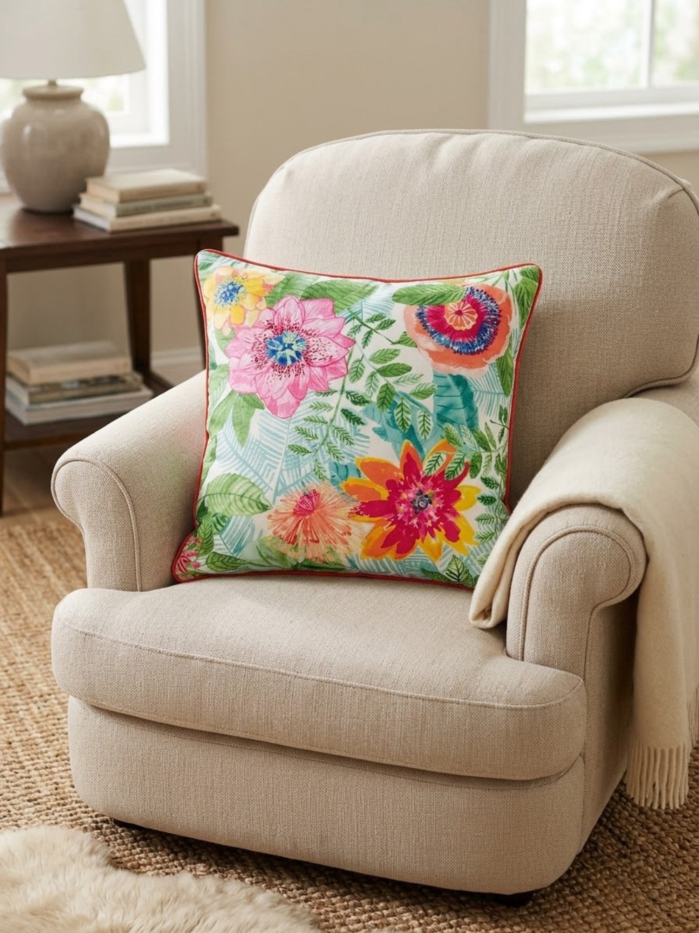 Tommy Bahama Tropical Floral Throw Pillow 19"x19" Indoor/Outdoor